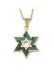 שרשרת תליון מגן דוד כפולה אבן אילת 14 קראט - לגברים א