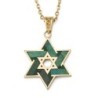 14K Gold Eilat Stone Double Star of David Pendant Necklace - For Men a