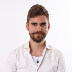 14K Gold Eilat Stone Double Star of David Pendant Necklace - For Men a