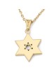 Collier avec pendentif double étoile de David en or 14 carats en pierre d'Eilat - Pour homme a