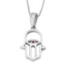 14K Gold Hamsa Evil Eye Pendant Necklace with Ruby