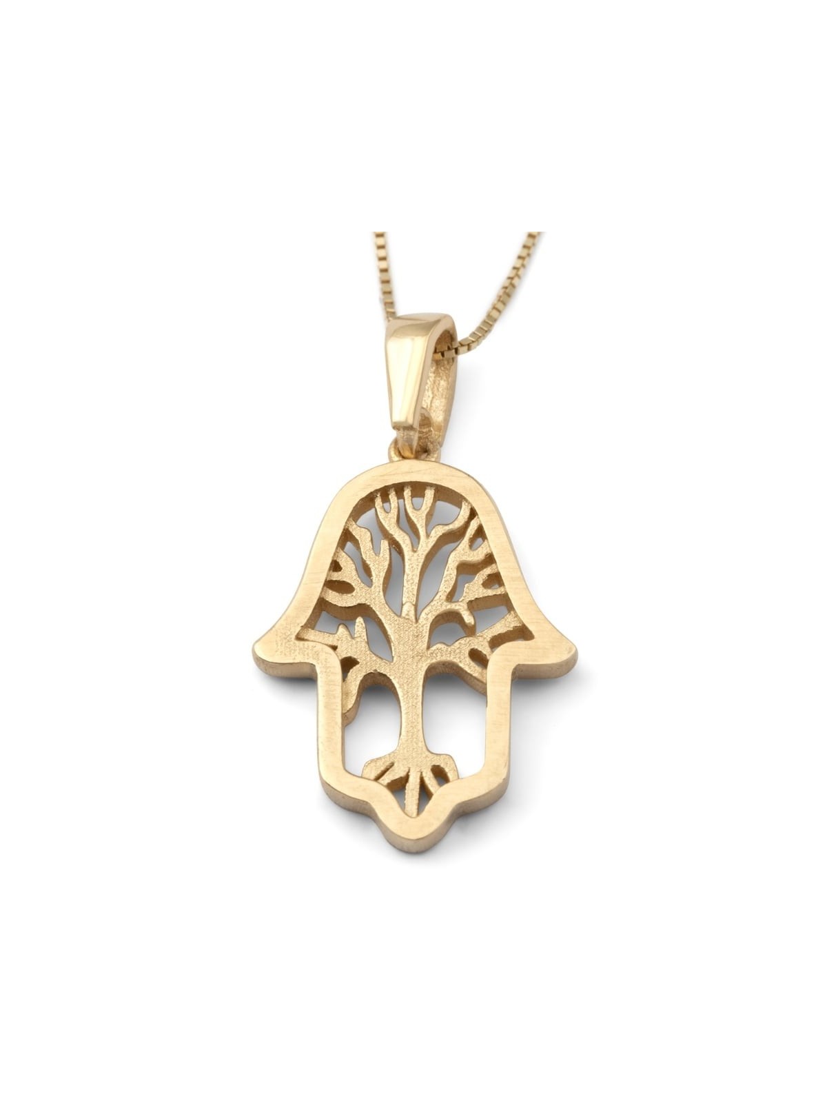 Collier pendentif Hamsa en or 14 carats avec motif arbre de vie