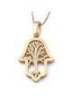 Collier pendentif Hamsa en or 14 carats avec motif arbre de vie