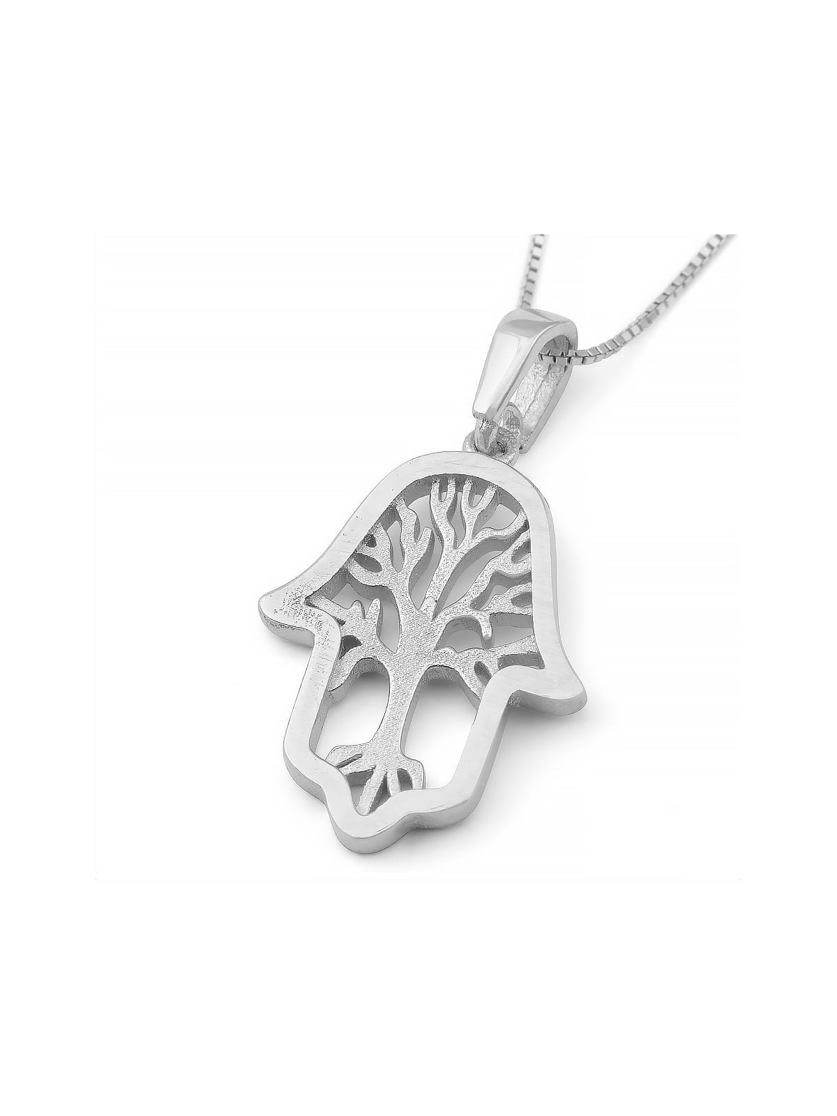 Collier pendentif Hamsa en or 14 carats avec motif arbre de vie