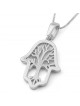 Collier pendentif Hamsa en or 14 carats avec motif arbre de vie