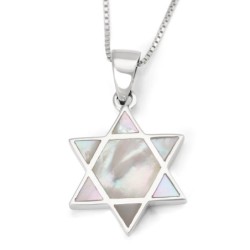 Sterling Silver Star of David Pendant Necklace With Mother-of-Pearl Fi