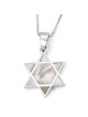 Sterling Silver Star of David Pendant Necklace With Mother-of-Pearl Fi