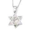 Sterling Silver Star of David Pendant Necklace With Mother-of-Pearl Fi