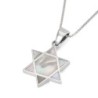 Sterling Silver Star of David Pendant Necklace With Mother-of-Pearl Fi