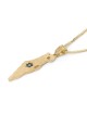 Pendentif carte texturée d'Israël en or 14 carats avec étoile en diamant et saphir