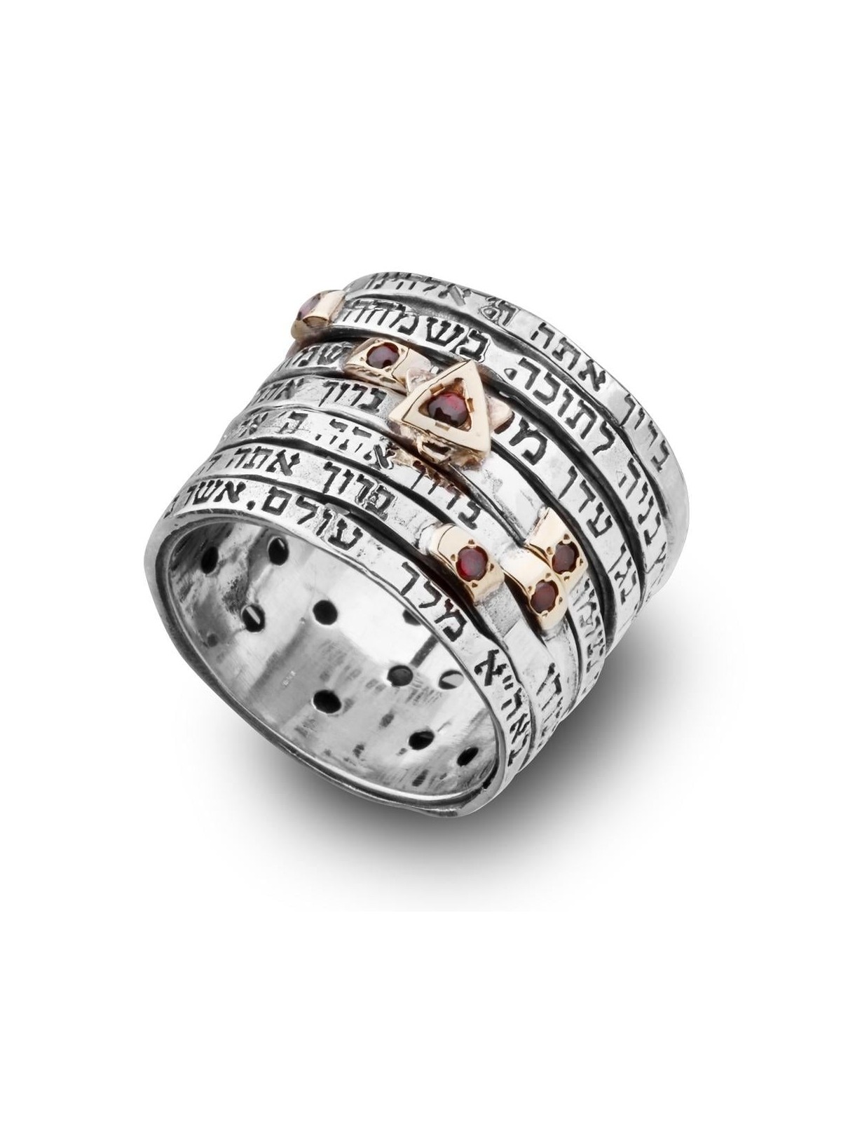 Bague de mariage juive Seven Blessings Spinner en argent sterling 925 avec