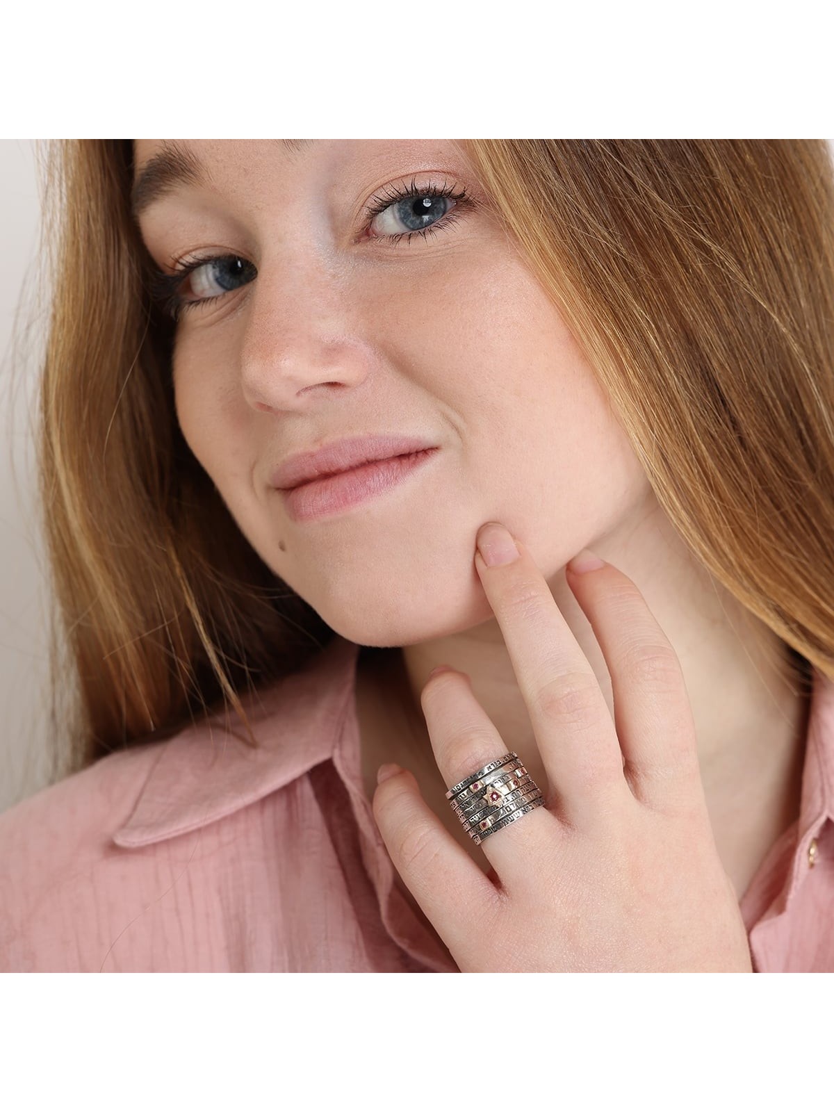 Bague de mariage juive Seven Blessings Spinner en argent sterling 925 avec