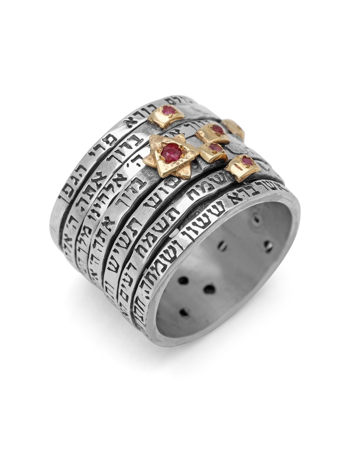 Bague de mariage juive Seven Blessings Spinner en argent sterling 925 avec