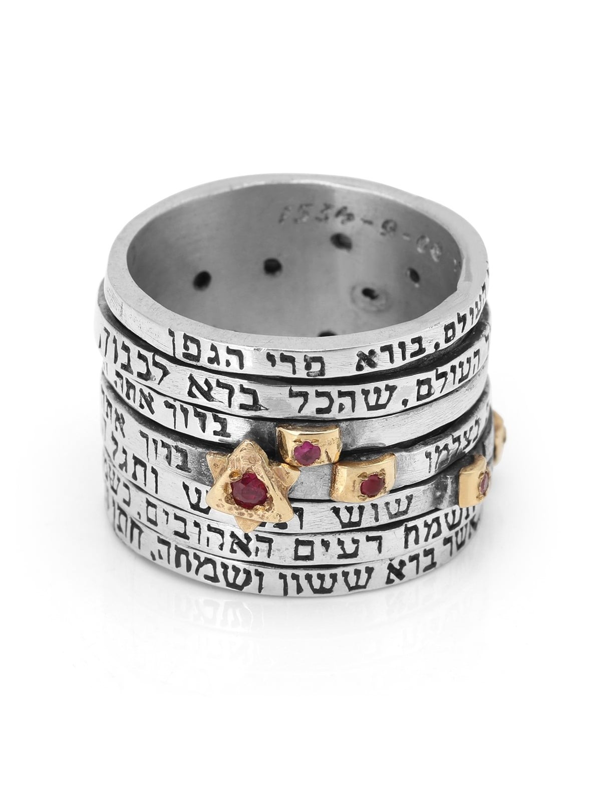 Bague de mariage juive Seven Blessings Spinner en argent sterling 925 avec