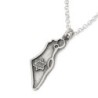 Men's Sterling Silver Map of Israel with Star of David Necklace