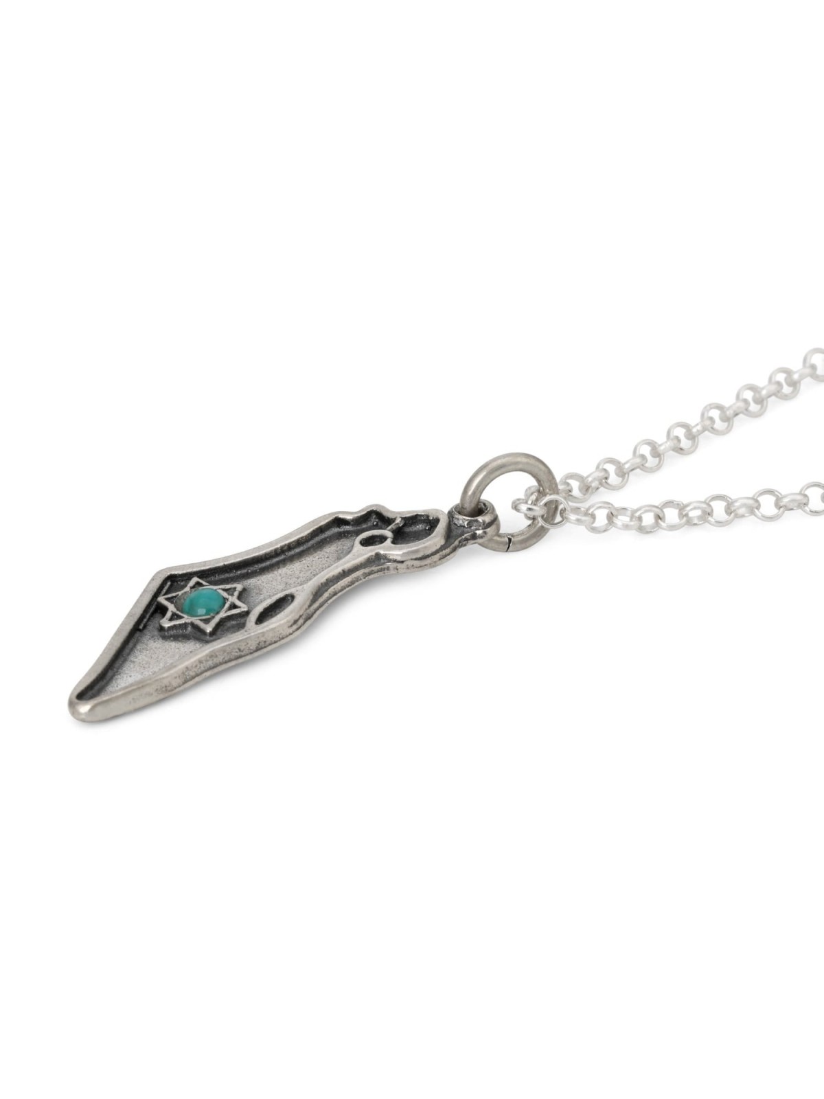 Carte d'Israël en argent sterling pour hommes avec collier étoile de David