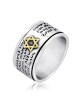Traveler's Psalm Spinner Ring with 9K Yellow Gold Star of David in 925