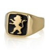 14K Gold and Black Enamel Lion of Judah Ring