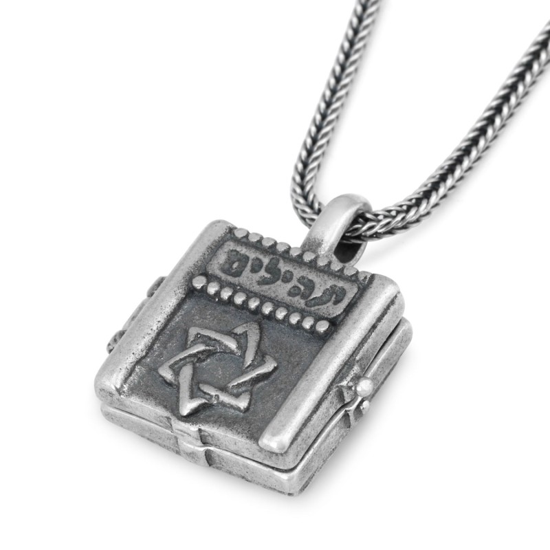 Silver Reversible Necklace with Microfilm Book of Psalms