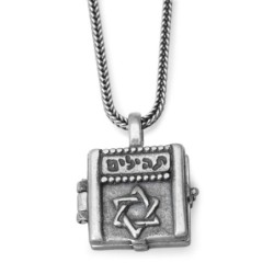 Silver Reversible Necklace with Microfilm Book of Psalms