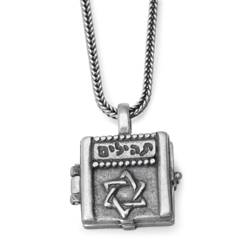 שרשרת כסף מתהפכת עם מיקרופילם ספר תהילים