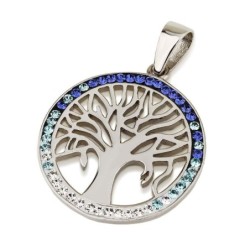 925 Sterling Silver Tree of Life Pendant with Crystal Stones