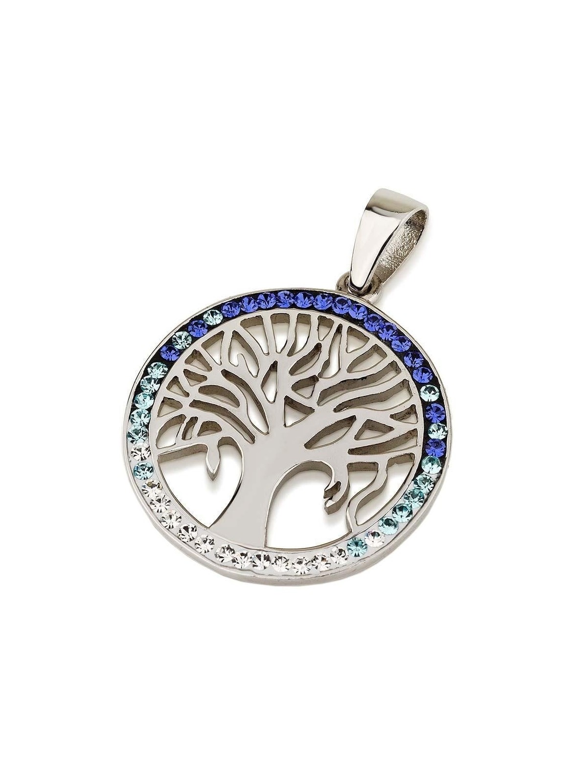 Pendentif arbre de vie en argent sterling 925 avec pierres de cristal