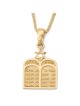 Collier pendentif Dix Commandements en or 14 carats avec étoile de David