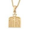 14K Gold Ten Commandments Pendant Necklace with Star of David