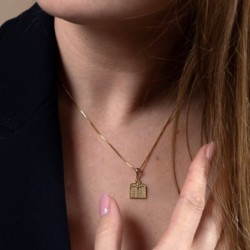 14K Gold Ten Commandments Pendant Necklace with Star of David