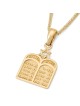 Collier pendentif Dix Commandements en or 14 carats avec étoile de David