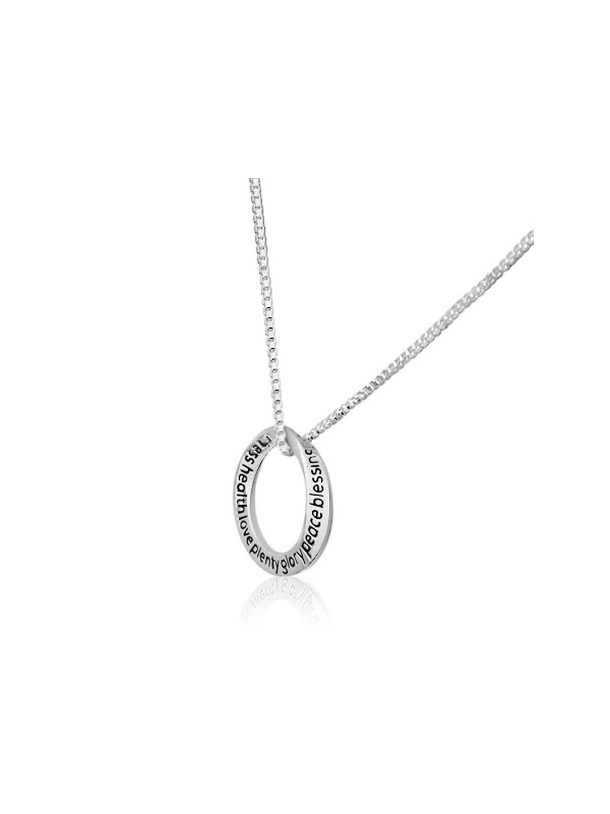 7 Blessings Inscription Hebrew/English Sterling Silver Necklace