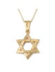 Collier pendentif étoile de David tridimensionnel en or 14 carats - Jaune ou