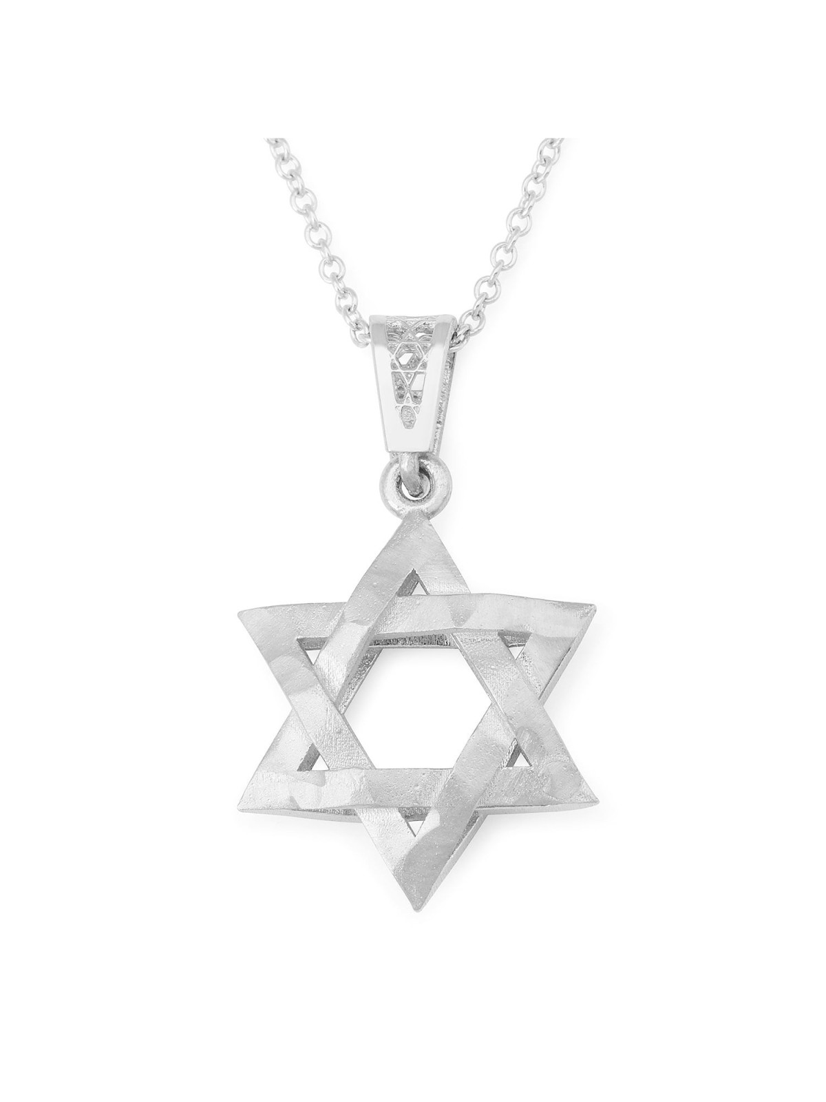 שרשרת תליון מגן דוד תלת מימדית זהב 14K - צהוב או