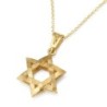 14K Gold Three-Dimensional Star of David Pendant Necklace - Yellow or