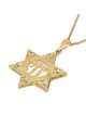 Pendentif étoile de David et Chai texturé pour hommes en or 14 carats avec étoile