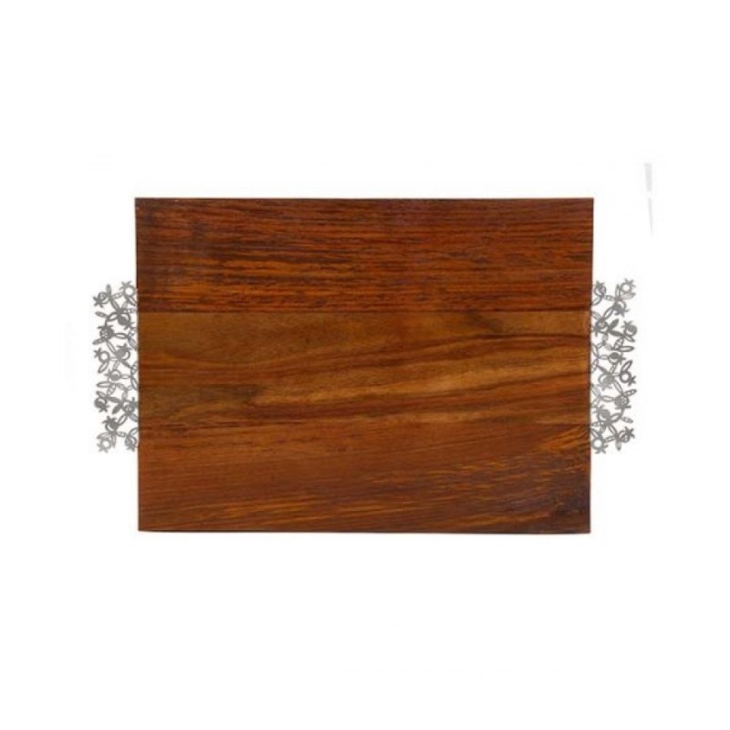 Yair Emanuel Grained Dark Wood Challah Board Laser... | Challah Boards