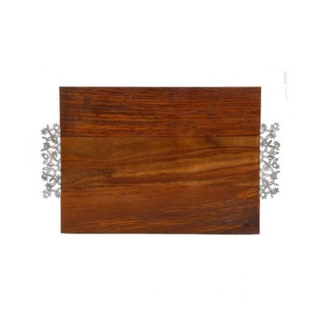 Yair Emanuel Grained Dark Wood Challah Board Laser... | Challah Boards
