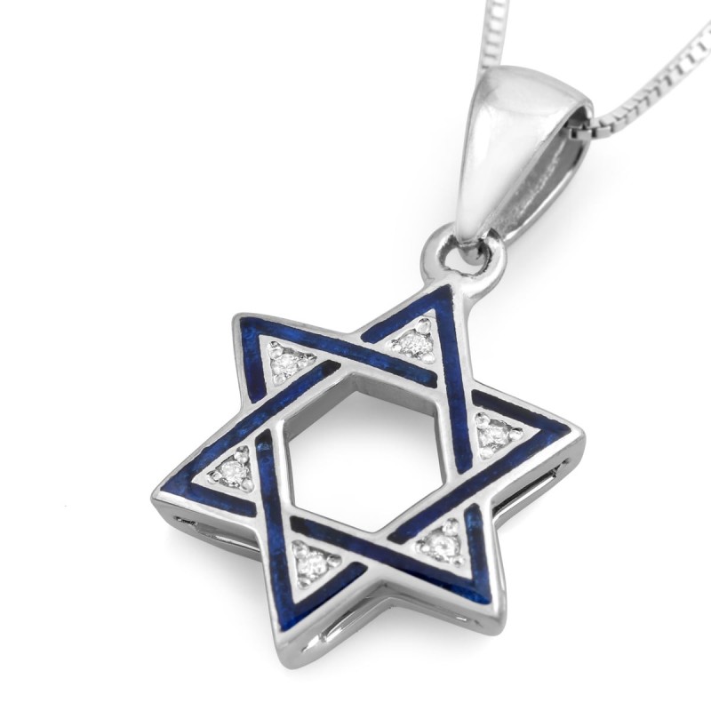 שרשרת תליון יהלום מגן דוד זהב כחול 14K - בחירה o