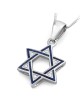 Collier pendentif diamant étoile de David en émail bleu or 14 carats - Choix o