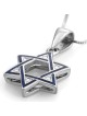 Collier pendentif diamant étoile de David en émail bleu or 14 carats - Choix o