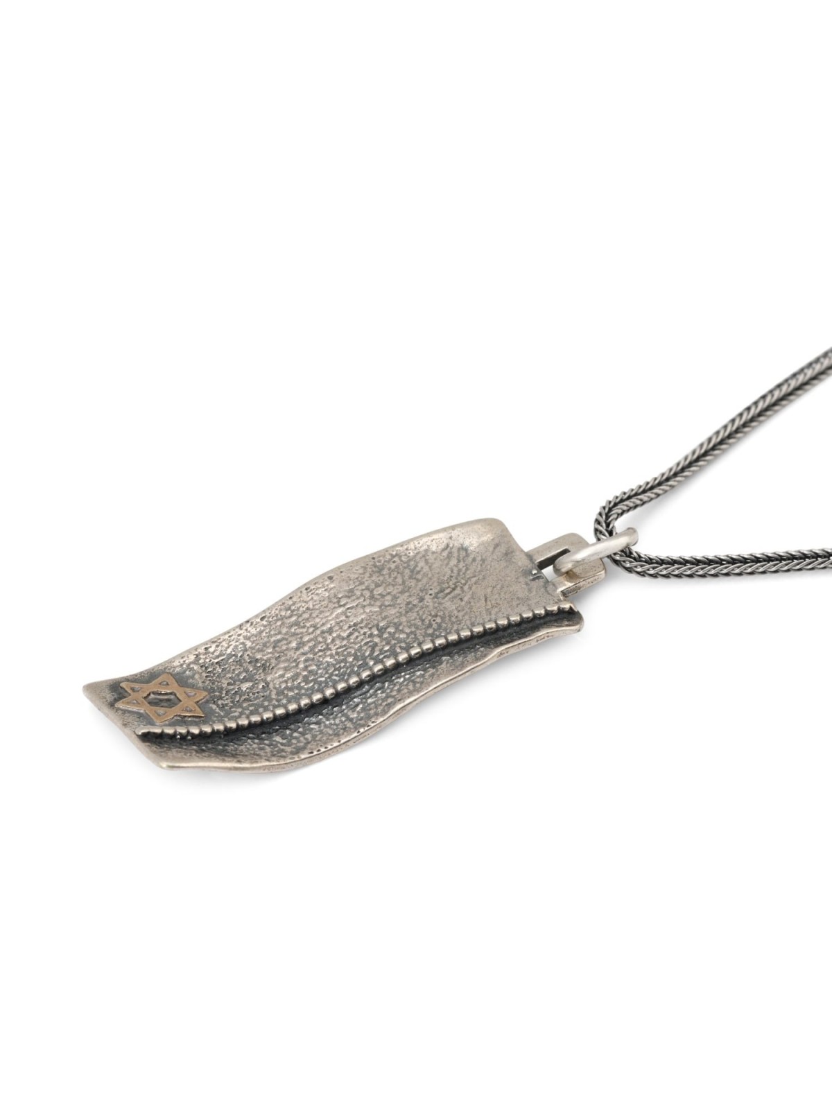 Pendentif étoile de David ondulé en argent et or pour homme
