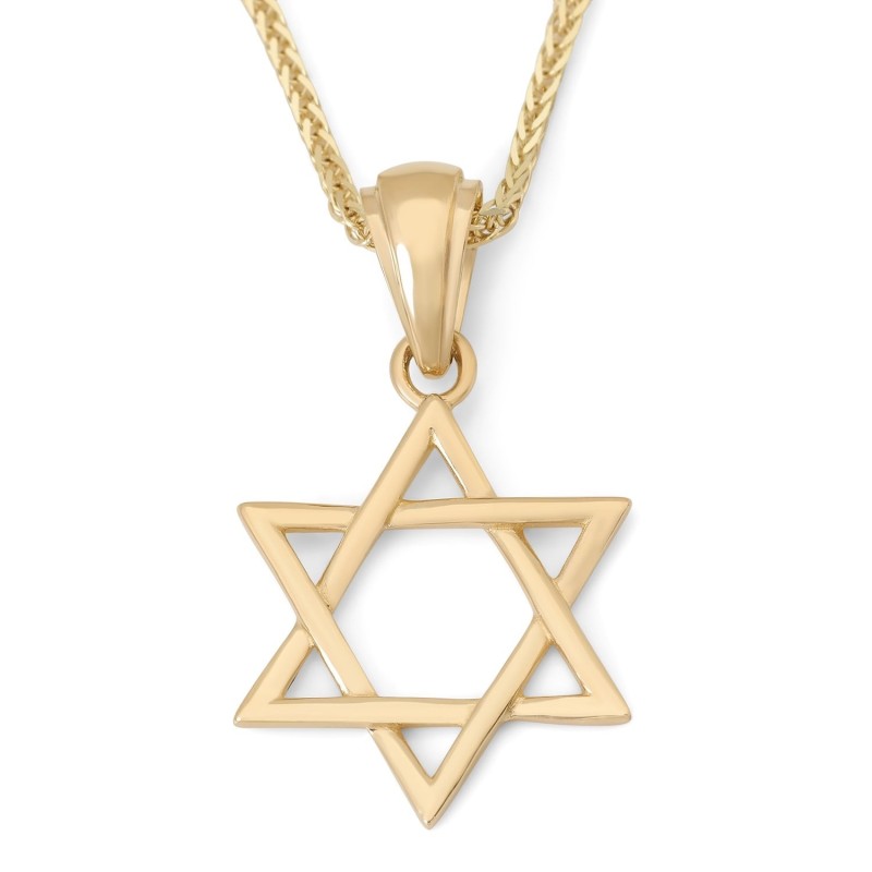 Pendentif délicat étoile de David entrelacée en or jaune 14 carats