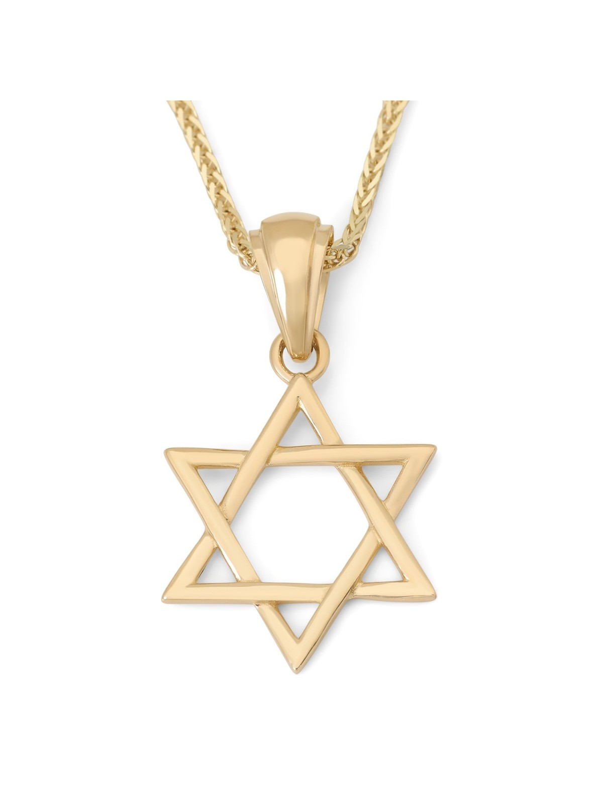Pendentif délicat étoile de David entrelacée en or jaune 14 carats