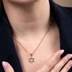 Dainty 14K Yellow Gold Interlocking Star of David Pendant