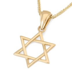 Dainty 14K Yellow Gold Interlocking Star of David Pendant