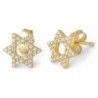 Gold Plated Sterling Silver Star of David Stud Earrings with Zircon St