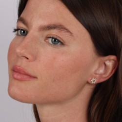 Gold Plated Sterling Silver Star of David Stud Earrings with Zircon St