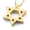 Deluxe 14K Gold Star of David Pendant Necklace (Choice of Colors)
