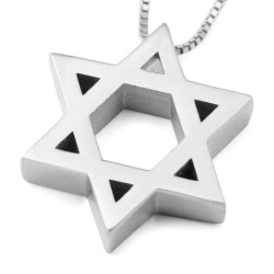 Deluxe 14K Gold Star of David Pendant Necklace (Choice of Colors)